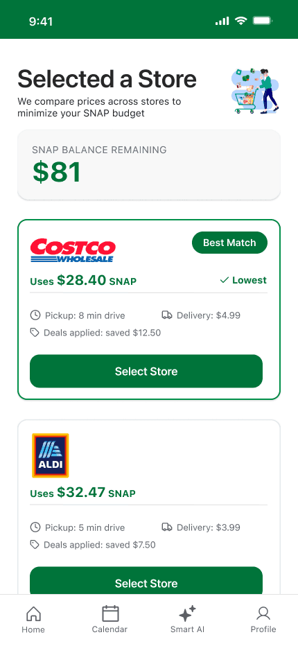 Selecting a store