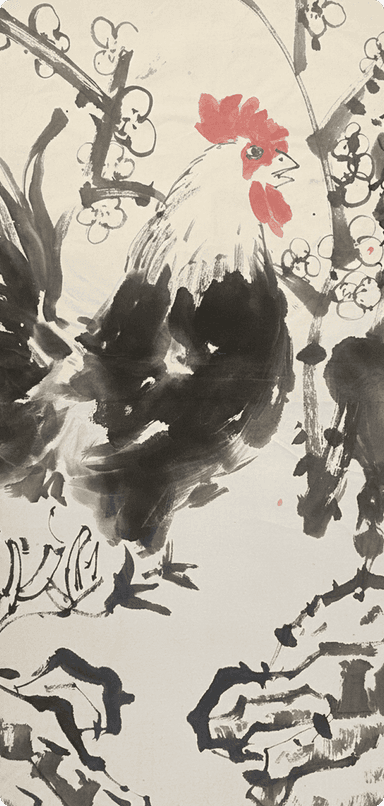 Ink painting of a rooster